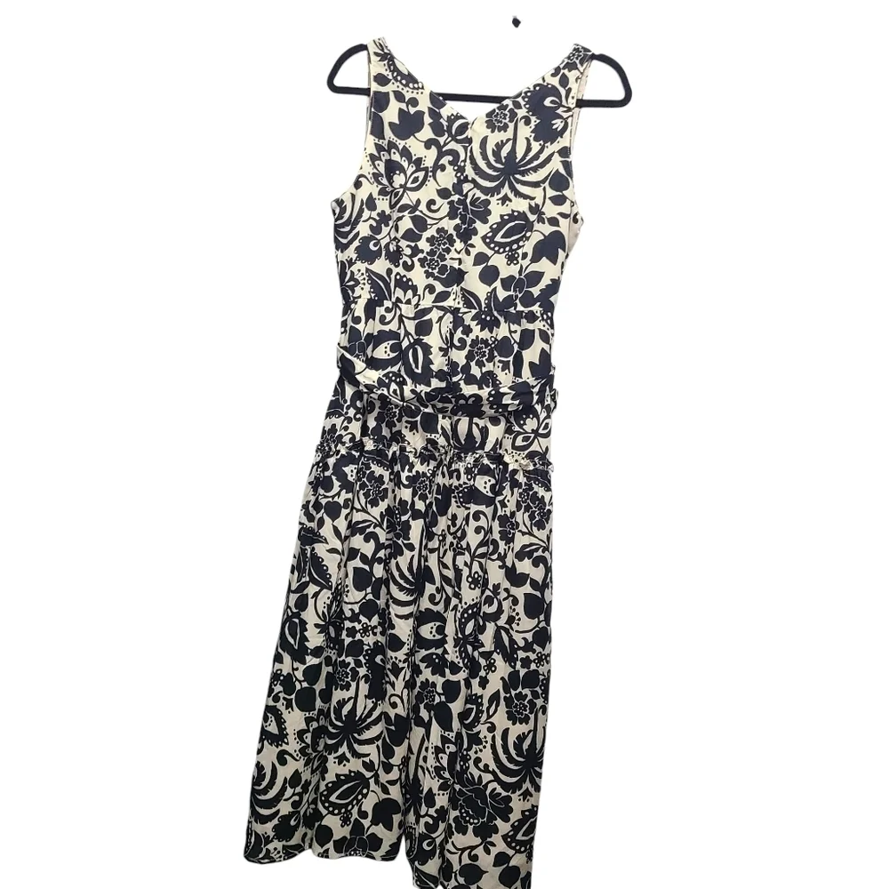 Ann Taylor Monochrome Floral‎ Sleeveless Midi Dress 8P